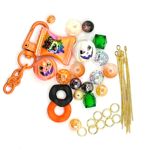 DIY Halloween bead mix keychain Clasp kit Trick or Treat Bead Mix Journal Decorations, crafts holiday crafts