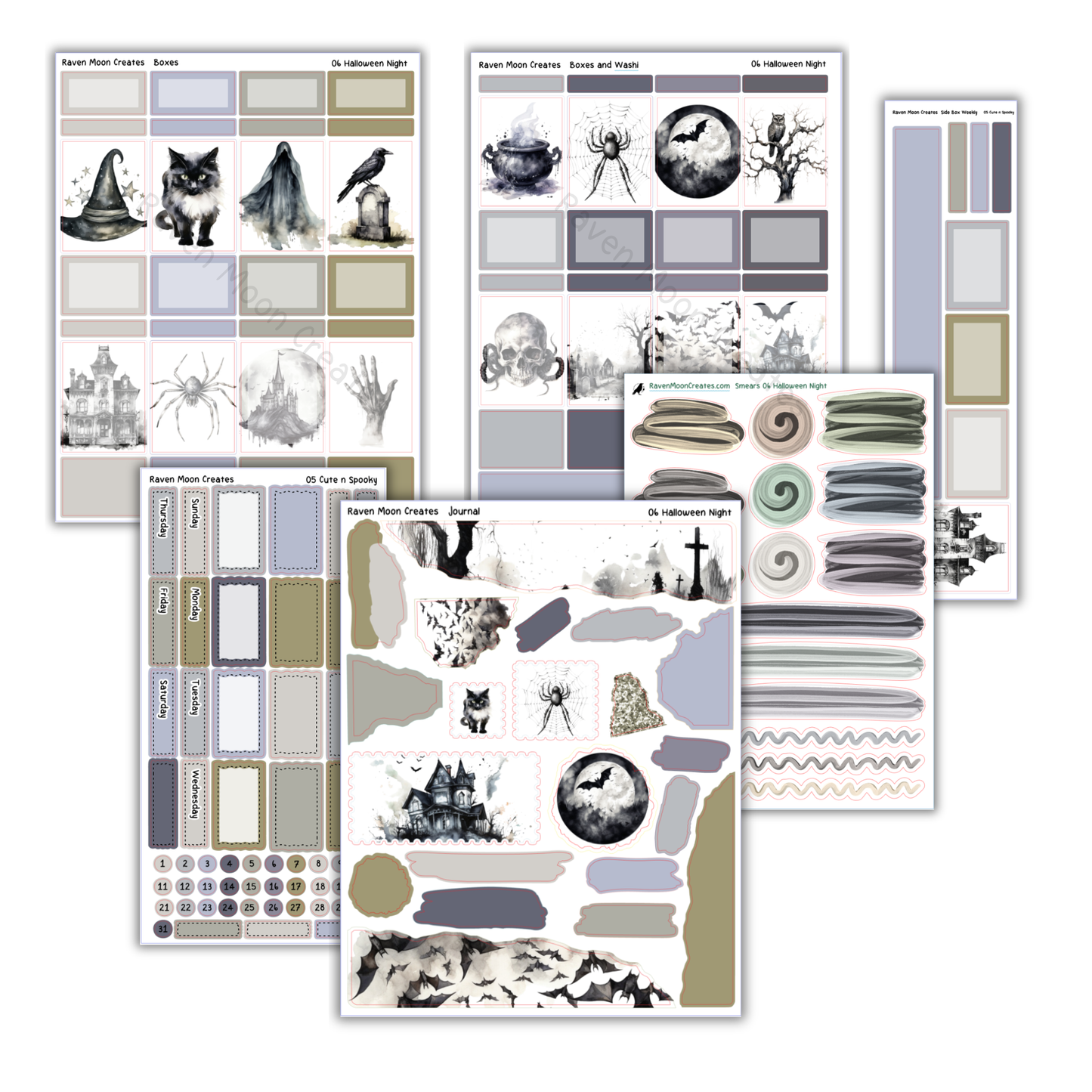 Halloween Night Planner Sticker Kit | Halloween and Fall Stickers for Journals & Planners | Seasonal Autumn Sticker Sheets | Spooky Vibes