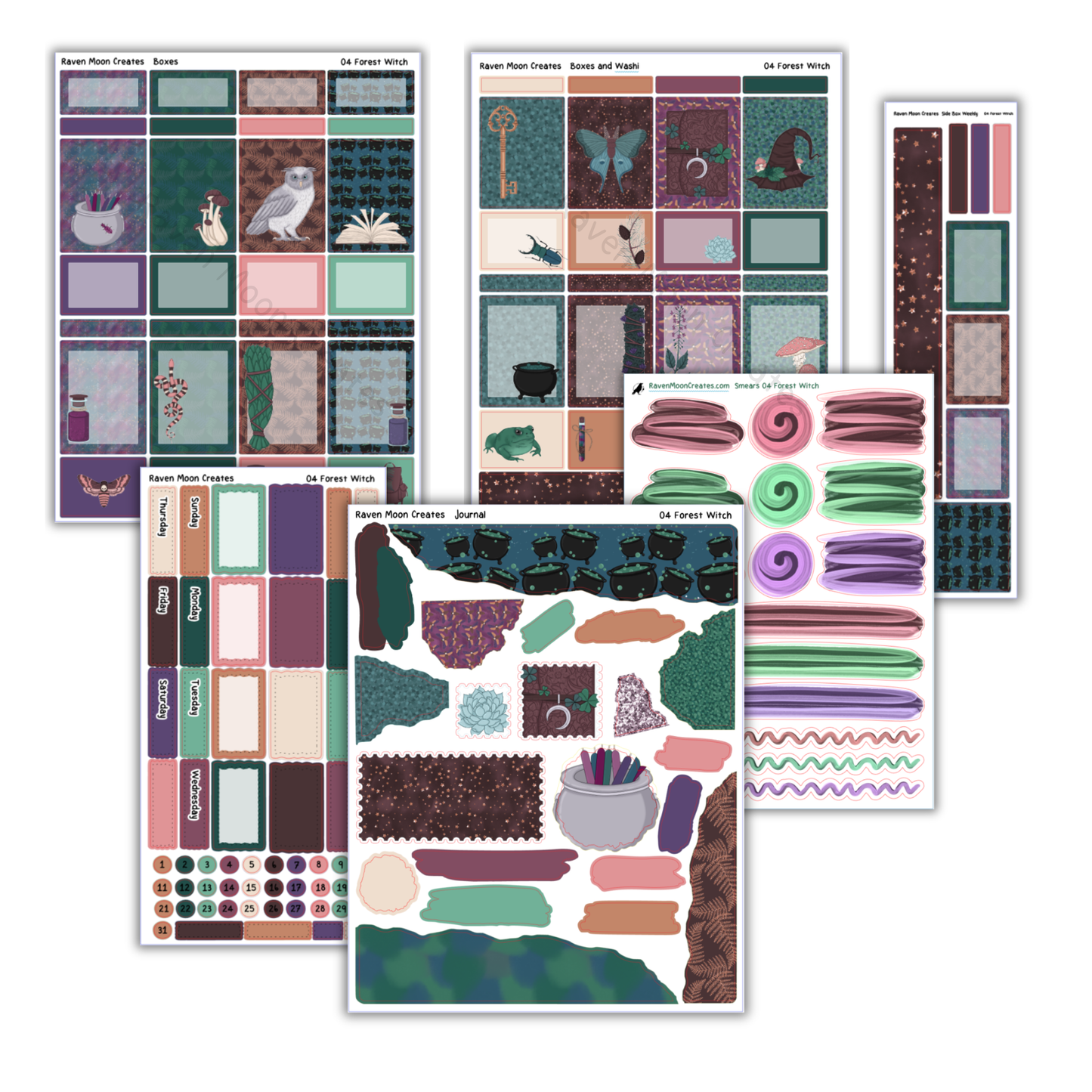 Forest Witch Planner Sticker Kit | Halloween and Fall Stickers for Journals & Planners | Seasonal Autumn Sticker Sheets | Witchy Vibes