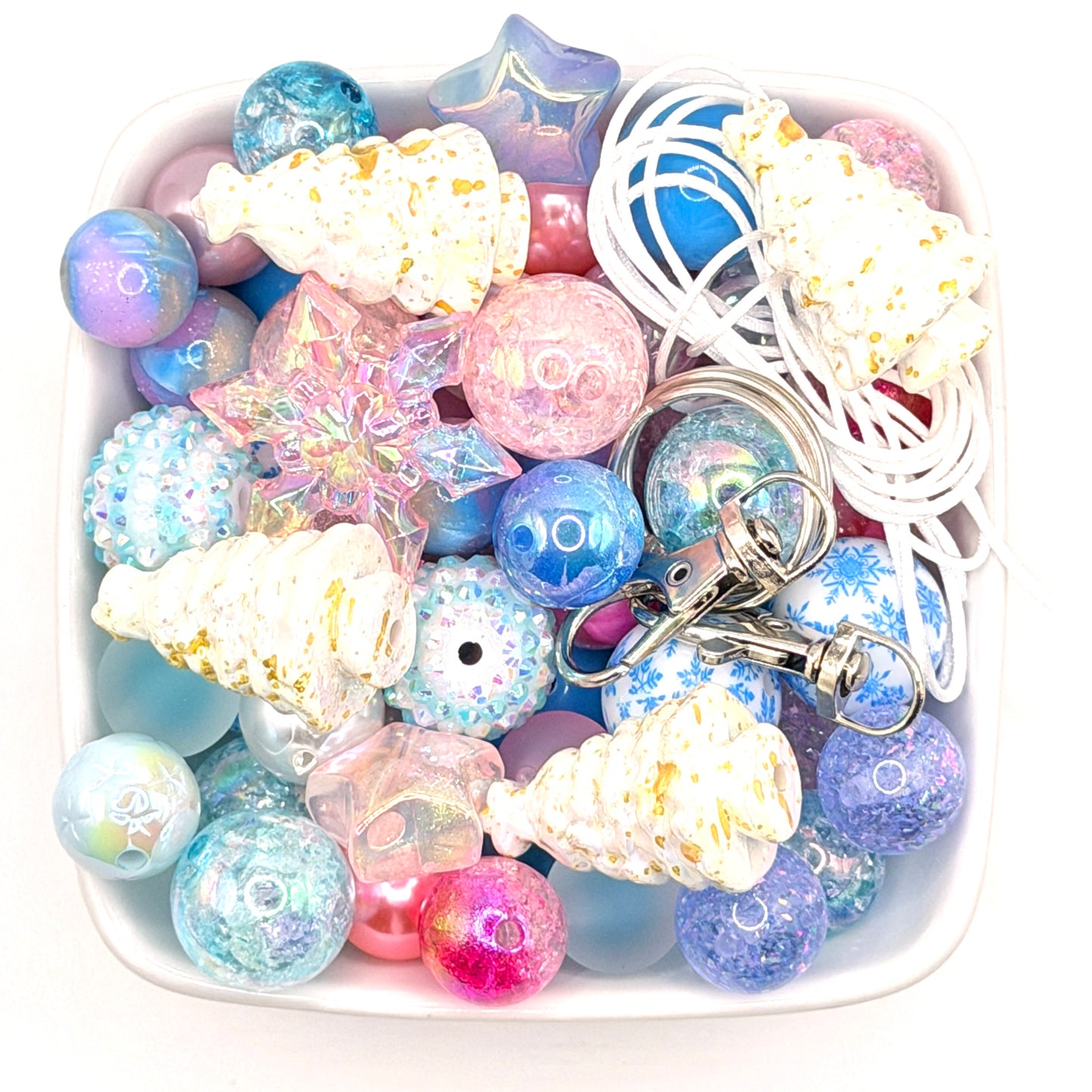 DIY Keychain Winter land Snow Kit (2 keychains worth per bundle)