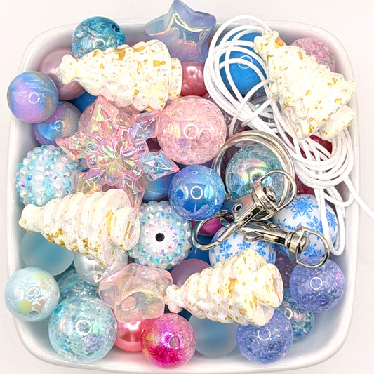 DIY Keychain Winter land Snow Kit (2 keychains worth per bundle)