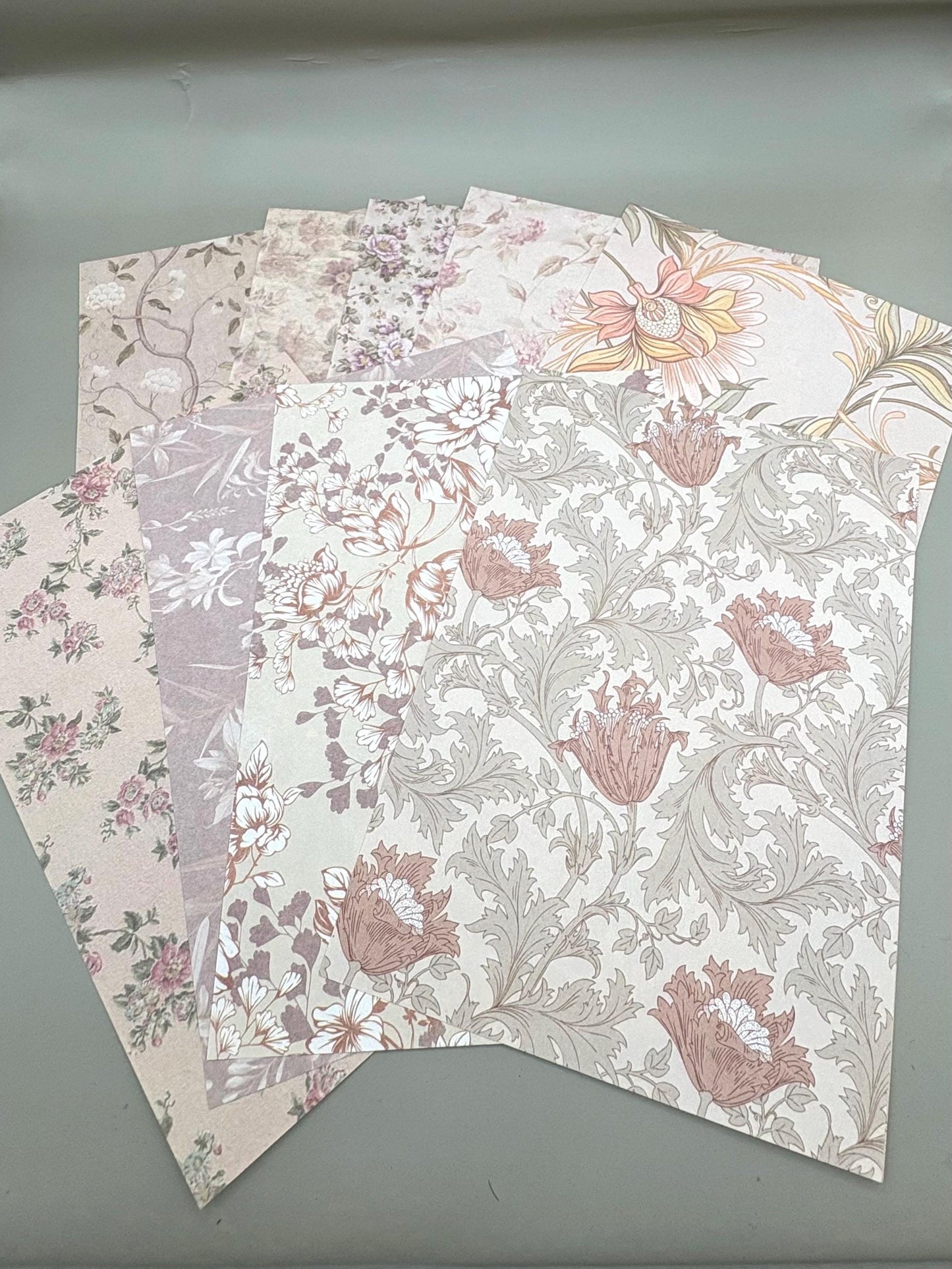 Floral Ephemera Stickers and Papers Bundle (Brown)