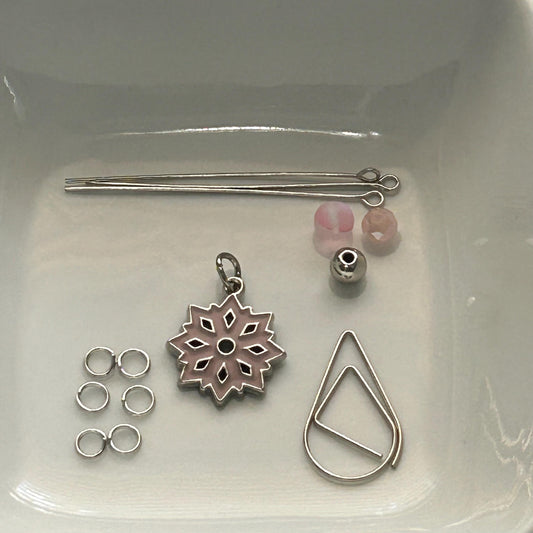 DIY Pink Snowflake Charm Kit – Holiday Planner Charms, Journal Decorations, Craft Supplies, Customizable DIY Winter Charms