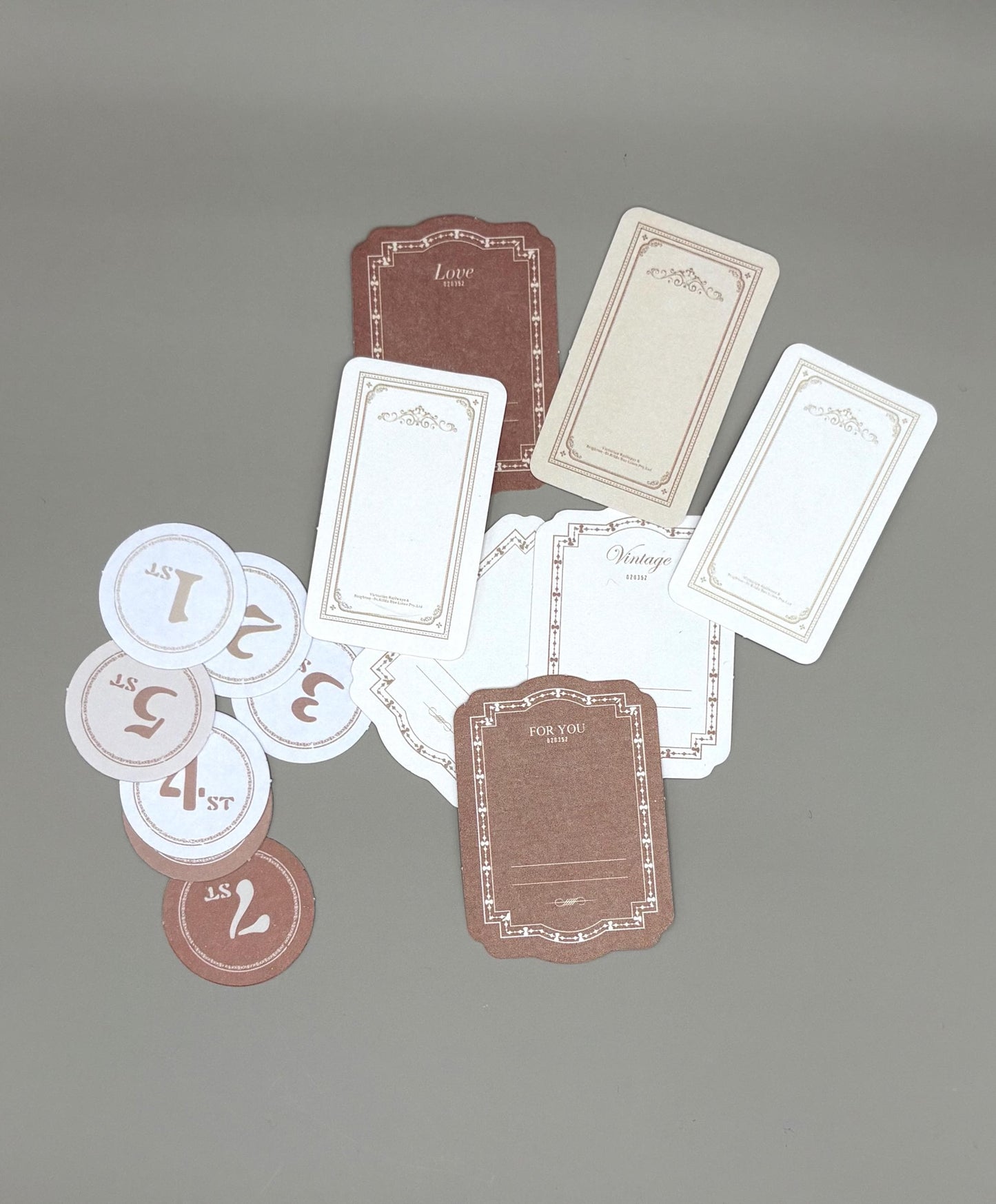 Floral Ephemera Stickers and Papers Bundle (Brown)