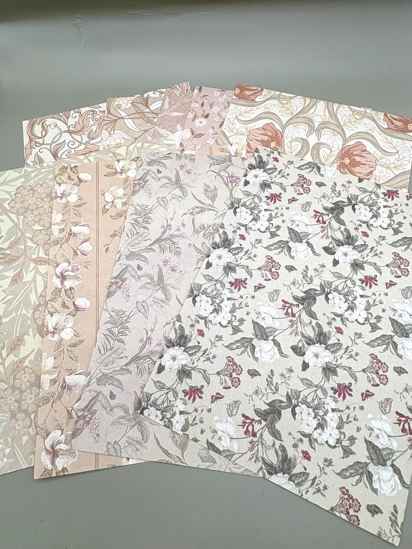 Floral Ephemera Stickers and Papers Bundle (Brown)