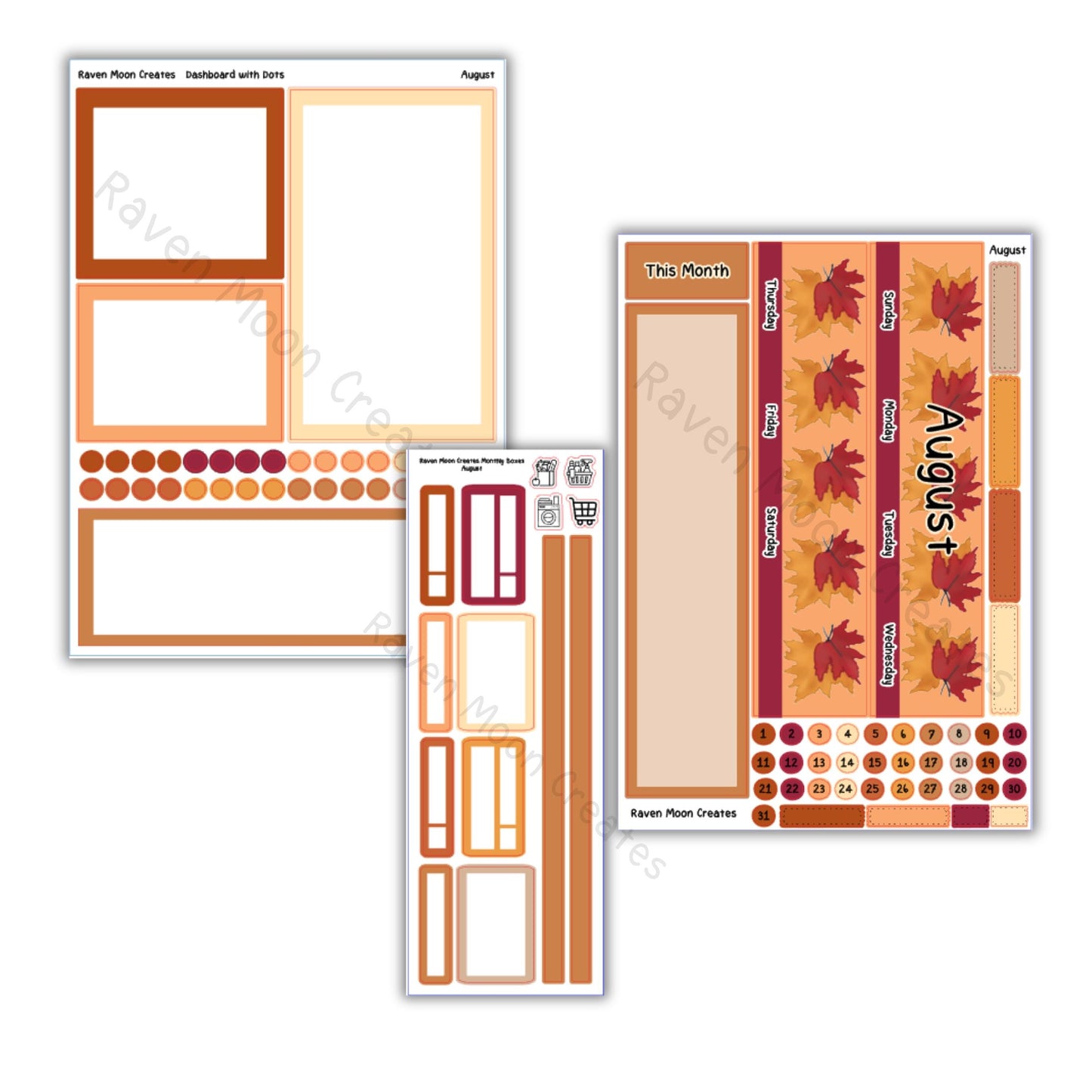 August Planner Sticker Kit | Fits Erin Condren Life Planner, Vertical Planners & Journals | Fall Monthly Layout | hand drawn