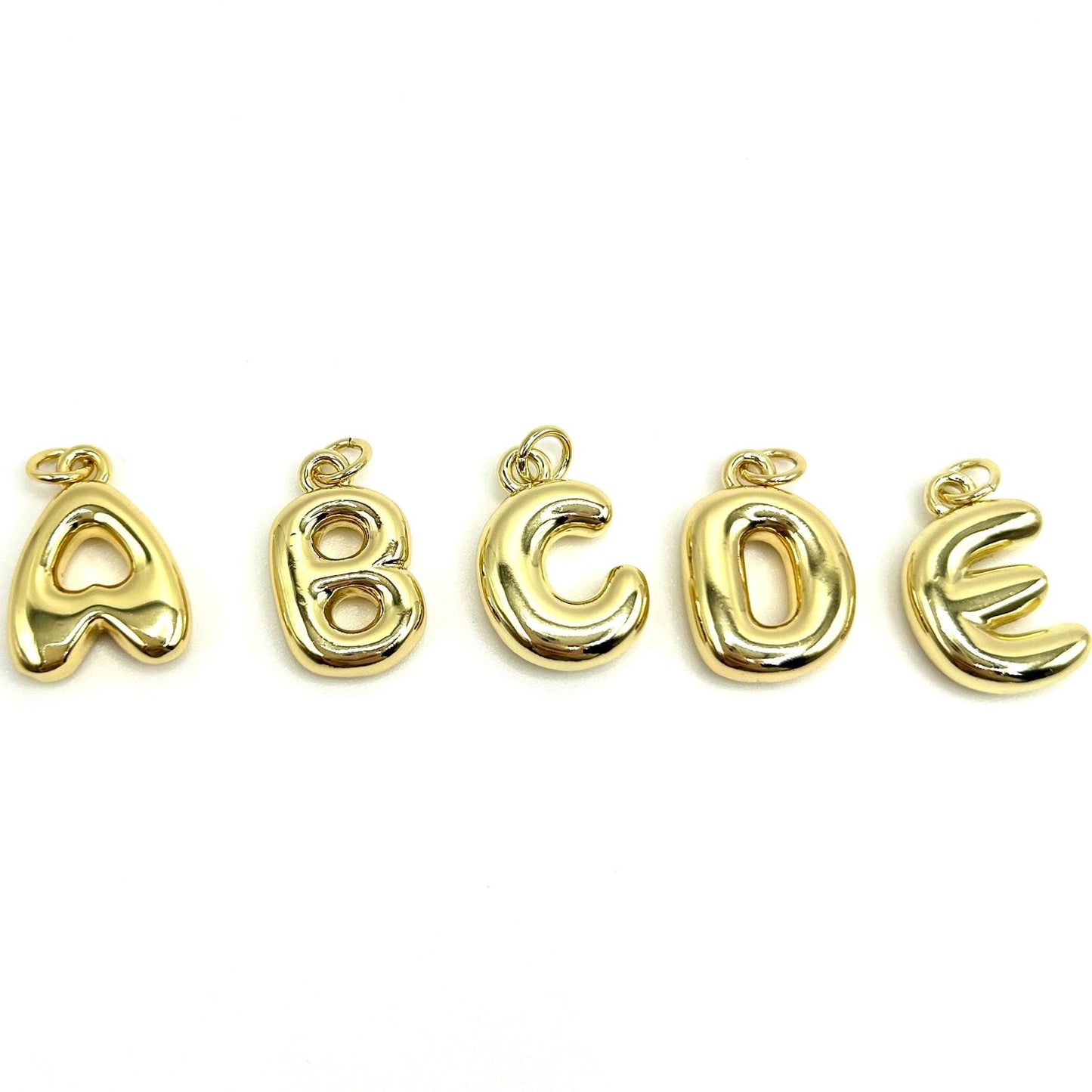 18K Gold Plated Bubble Alphabet Charms - Letter Pendants for Jewelry Making, Personalized Initial Charms