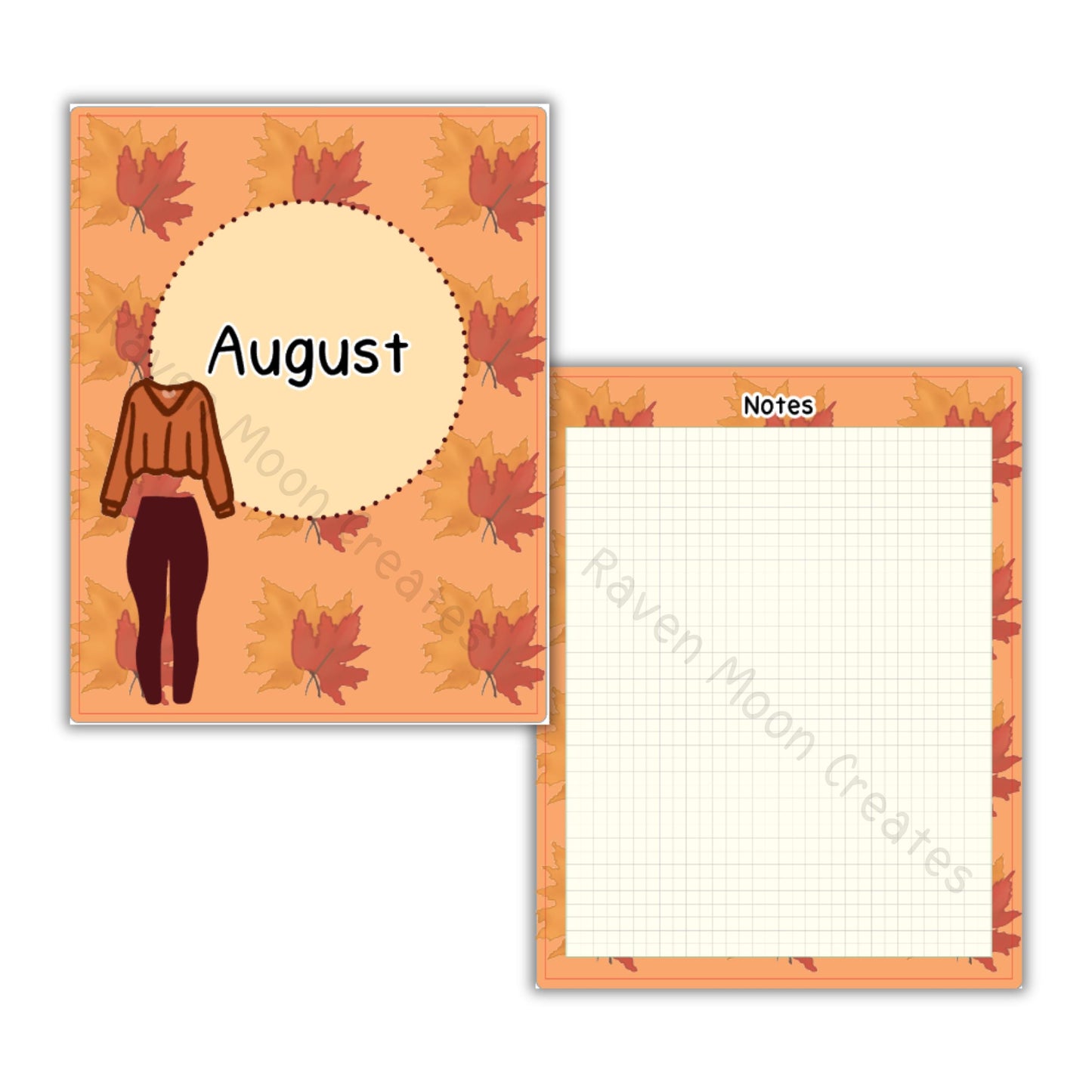 August Planner Sticker Kit | Fits Erin Condren Life Planner, Vertical Planners & Journals | Fall Monthly Layout | hand drawn