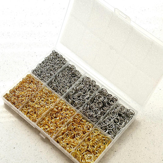 4,600 Silver and Gold Closed Jump Rings - Assorted Sizes (4mm-8mm) for Jewelry Making & Craft Supplies