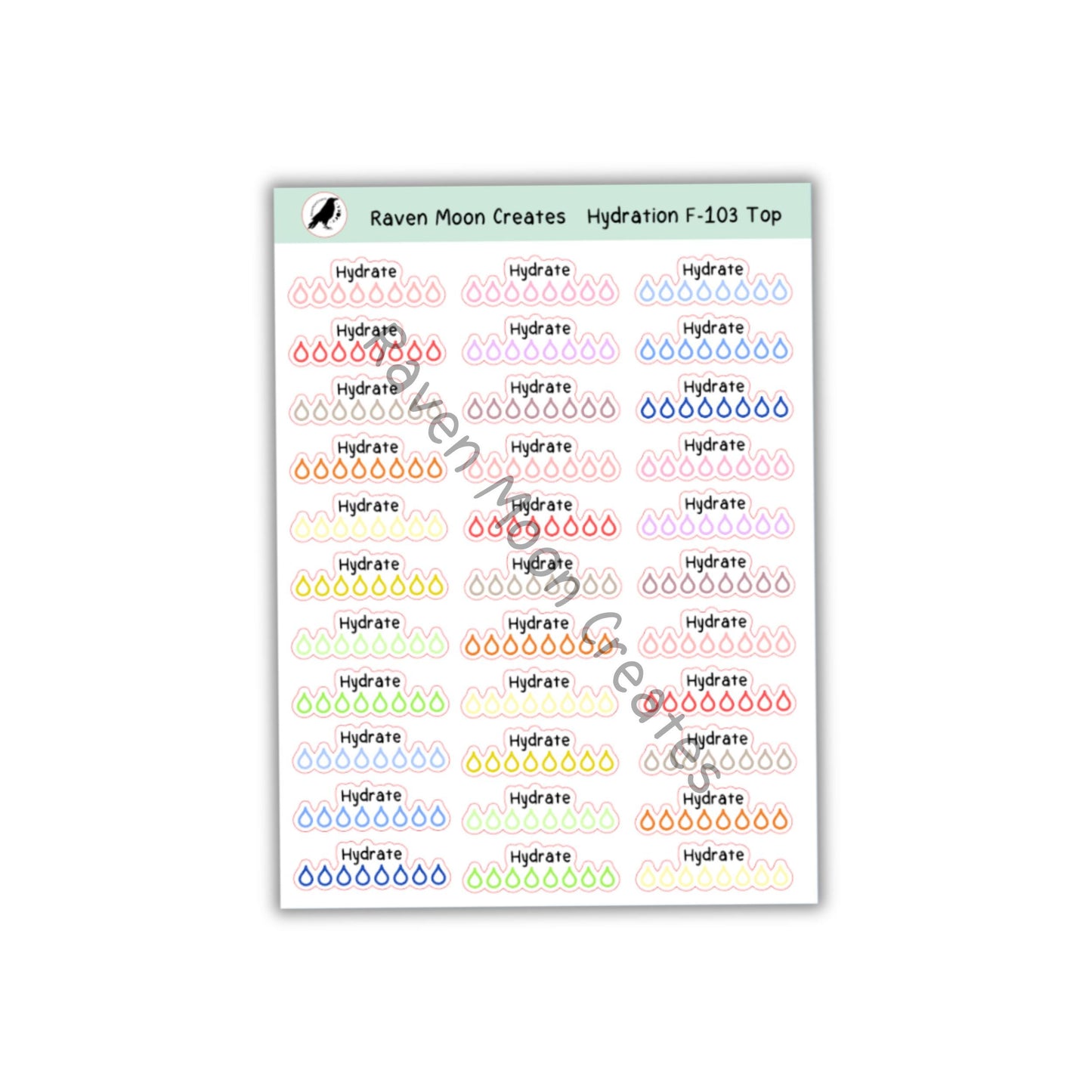 Hydration Tracker Stickers for Planners & Journals - Cute Water Intake Tracking Stickers F-103