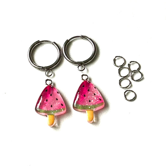 DIY Watermelon Earring Kit – Cute Pink Charm Hoop Set – Summer Jewelry Making Kit – Kawaii Craft Gift for Her or Teens