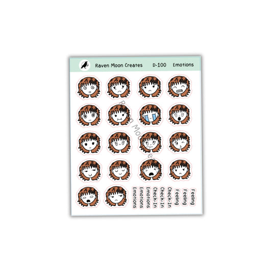 Emotion Girl Character Sticker hand-drawn by shop – Cute Planner & Journal Stickers for Creative Organization D-100