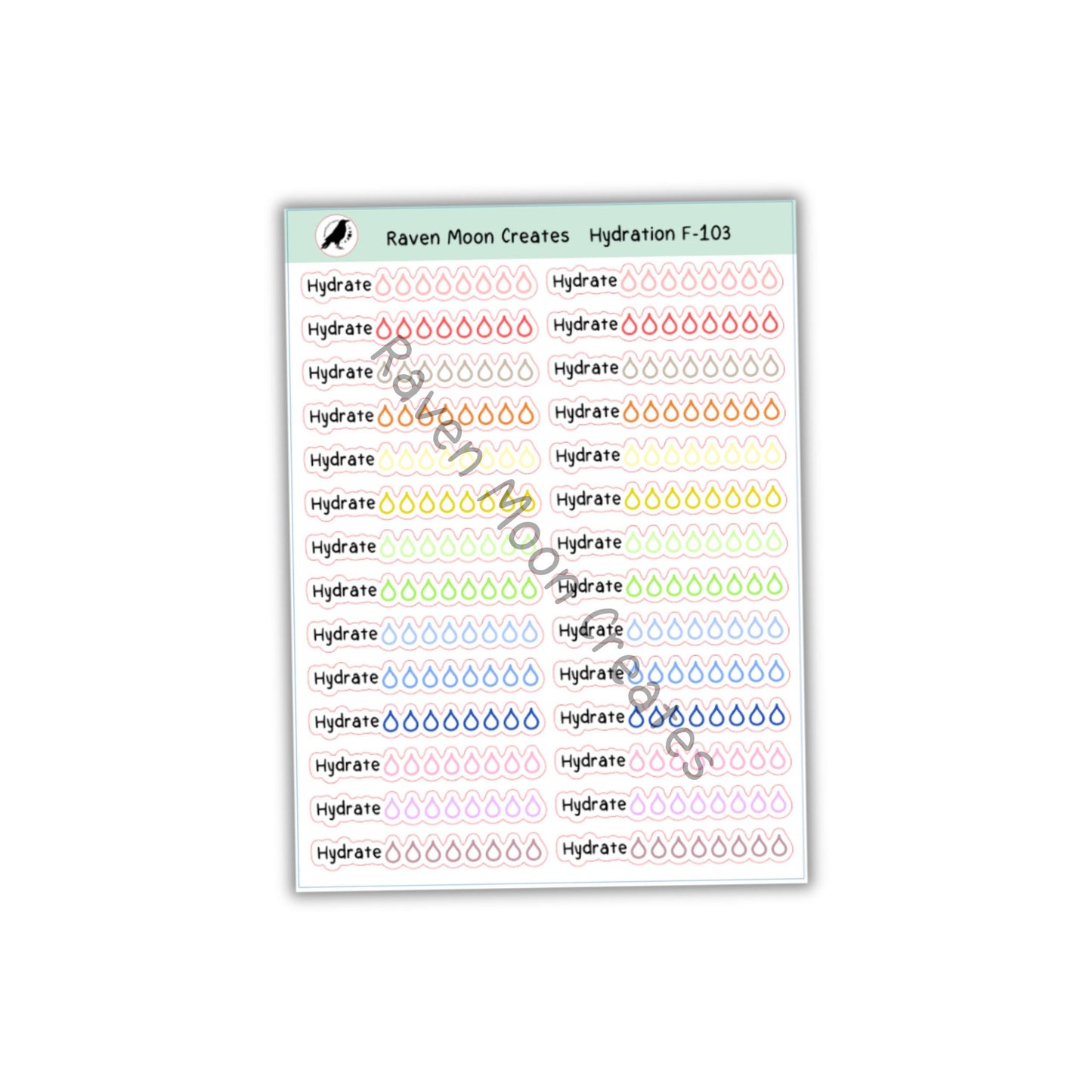 Hydration Tracker Stickers for Planners & Journals - Cute Water Intake Tracking Stickers F-103