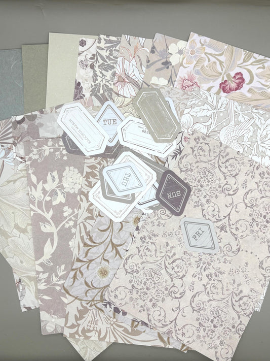Floral Ephemera Stickers and Papers Bundle (Olive)