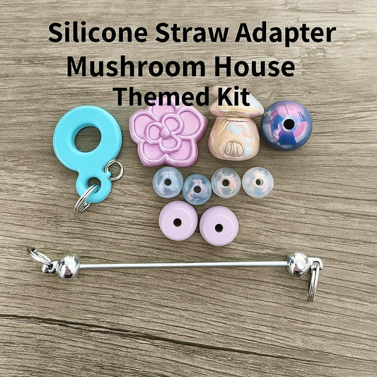 DIY mushroom and flower acrylic beads Silicone straw adapter for beaded cup decorations