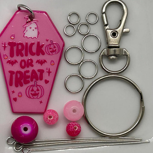 DIY Pink Halloween Kit, Halloween Craft Kit, Unique Decor, DIY Fall Project, Handmade Halloween Ornament, Pink Halloween Decor, Coffin Decor
