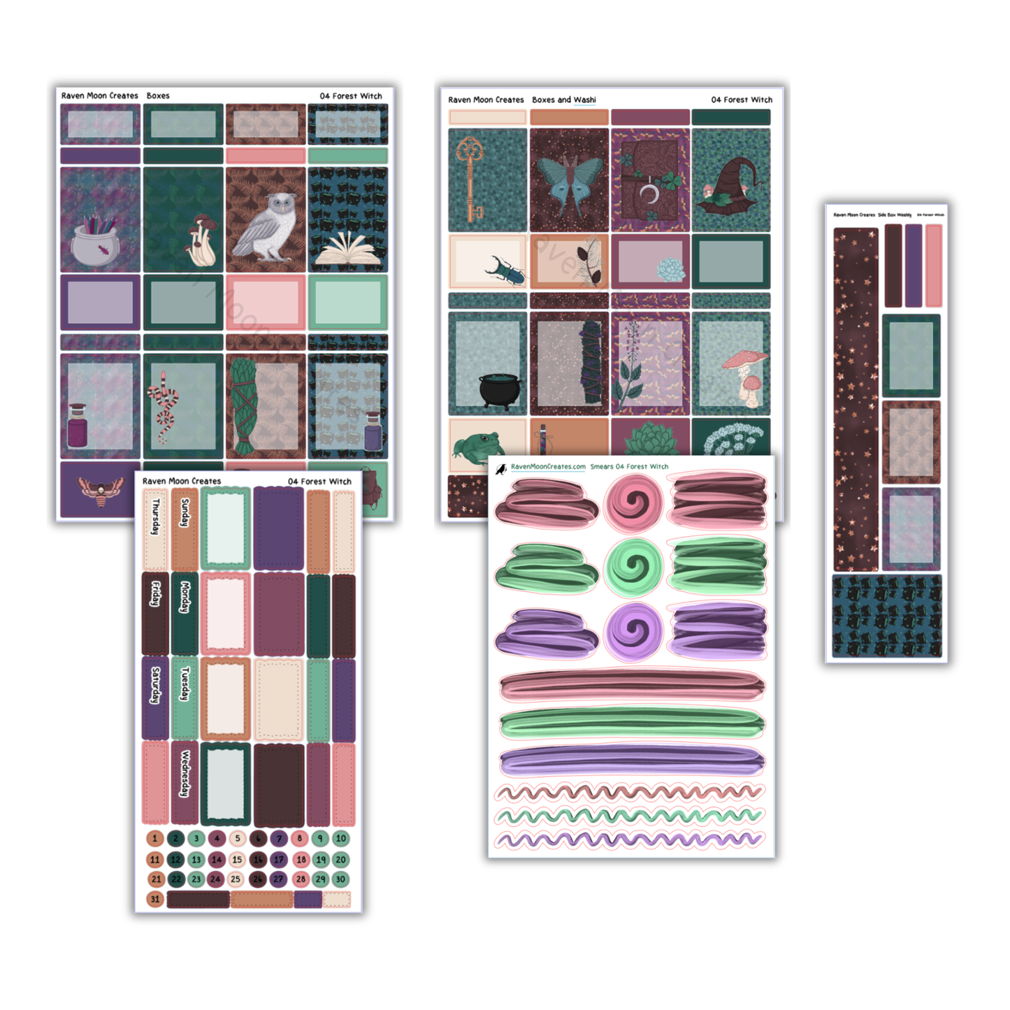 Forest Witch Planner Sticker Kit | Halloween and Fall Stickers for Journals & Planners | Seasonal Autumn Sticker Sheets | Witchy Vibes